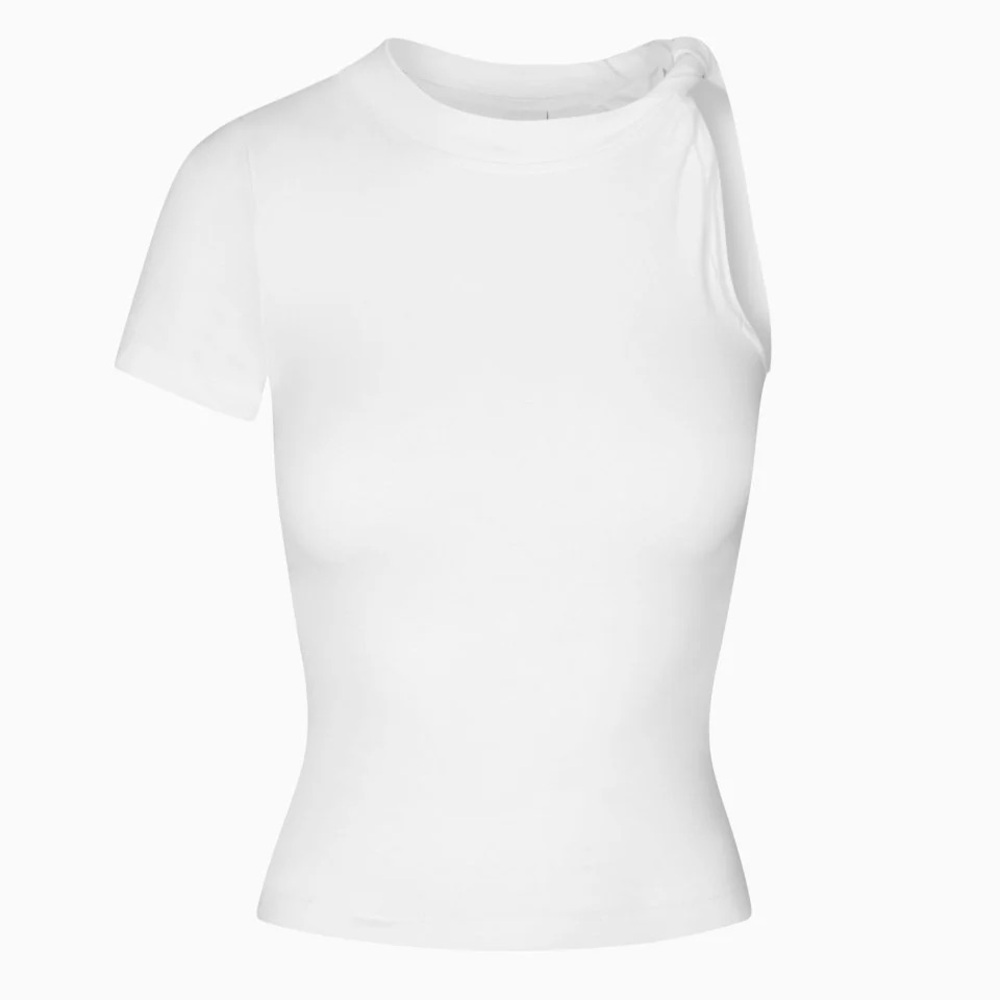 White One-Shoulder Crop Top - Women - Picture 2 of 3